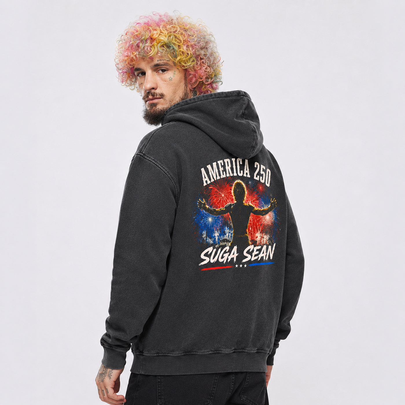 America 250 Snow Washed Black Hoodie